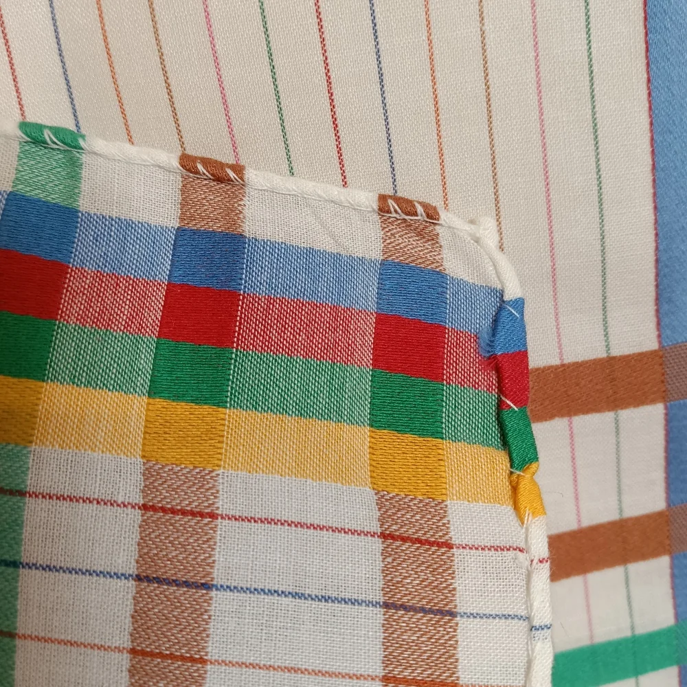 2 Vintage Colorful Plaid Women's Scarf /Handkerchief/Pocket Square